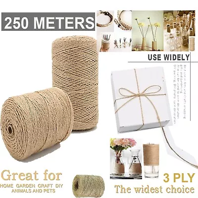 £6.89 • Buy 250m 3 Ply Natural Brown Jute Shabby Rustic Twine Cord String Burlap Shank Craft