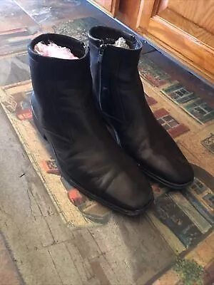 $110 • Buy Bruno Magli Men's Raspino Solid Black Napa Leather Round Toe Ankle Boots Sz 9.5