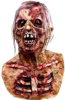 Scary Walking Dead Zombie Head Mask Latex Creepy Halloween Costume Horror Bloody • $18.99