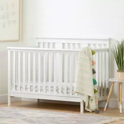 Cotton Candy Baby Crib 4 Heights With Toddler Rail-Pure White-South Shore • $247.89