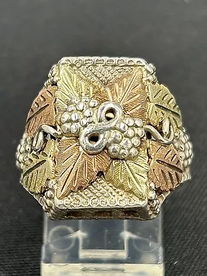 Vtg Black Hills Gold Sterling Silver Leaf Design Men's Ring (Sz 9) • $120