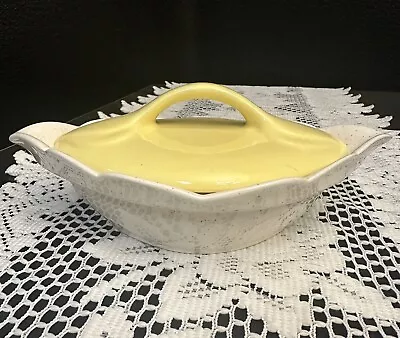 Vintage California Potteries 231 Lemon Yellow Covered Bowl • $20