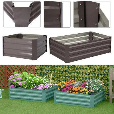 £39.96 • Buy Garden Raised Bed Herbs Vegetable Grow Box Outdoor Planter Metal Steel Trough