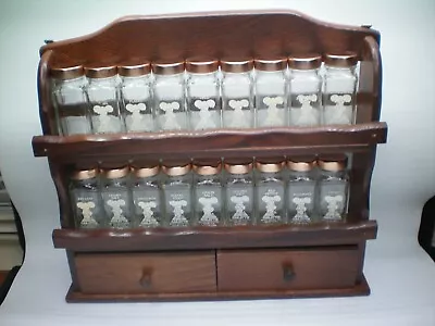 Vintage Glass Shakers Spice Jars Set Of 18 W Wood Rack Gailstyn Sutton • $40