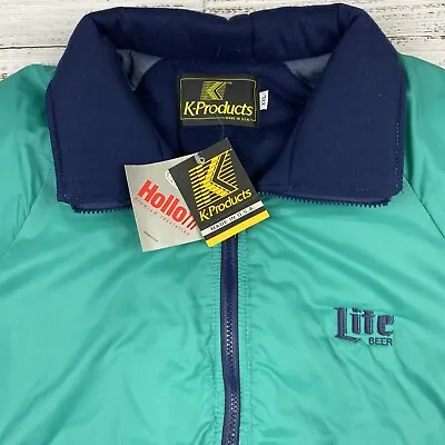 VTG NWT K-Products Miller Lite Beer Large Lined Puffer Bomber Jacket Green XXL • $69.99
