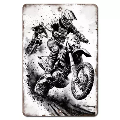 Aluminum Metal Sign - Off Road Motorcycle Racing Motocross Dirt Bike Wall Decor • $21.59