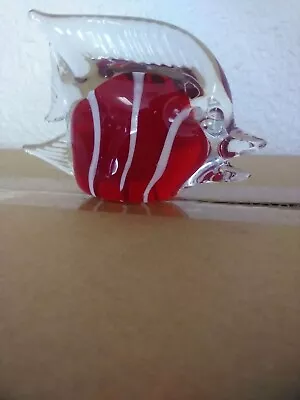 Murano Venezia Art Glass Red/White Fish Figurine 4 L X 2.75 H • $29