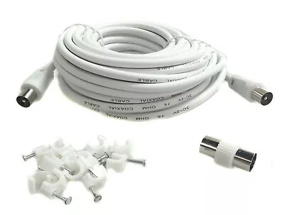 £5.99 • Buy 10M Metre White RG59 / RG6 RF TV Aerial Lead Cable Male To Male Coax Coaxial