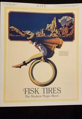 1917 Maxfield Parrish Fisk Tires Ad From BACK LIFE MAGAZINE COVER 9  X 11   • $49.99