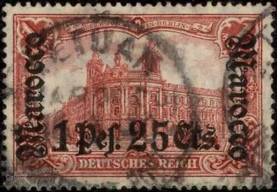 Germany 1906 TETUAN Morocco 1.25Pes 1 Mark Mi43 USED Wmk 102752 • $154.94