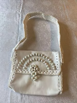 Vintage White Beaded Envelope Purse - Made In Italy • $5.20