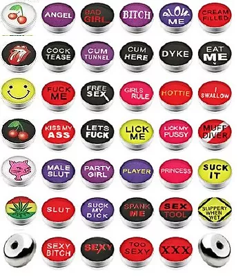 Rude Words Logo Tongue Bar Piercing Short Long Logo 10mm 12mm 14mm 16mm 19mm • £3.24