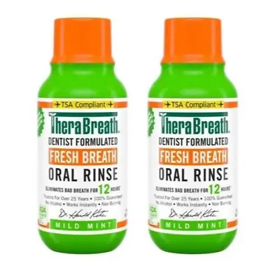 $11.99 • Buy 2X TheraBreath TSA Compliant Fresh Breath Oral Rinse Mild Mint 3 Oz EXP 12/2025