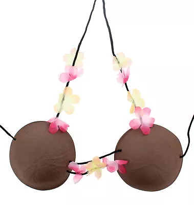 Zac's Alter Ego® Womens Hula Beach Coconut Bra With Hawaiian  Flowers Attached • £7.69