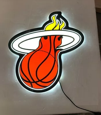 Miami Heat 2D LED 14  Neon Sign Lamp Light Hanging Nightlight Beer Decor EY • $90.99