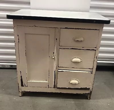 Antique Rustic Half-Hoosier Kitchen Cupboard Cabinet Granny Core • $295