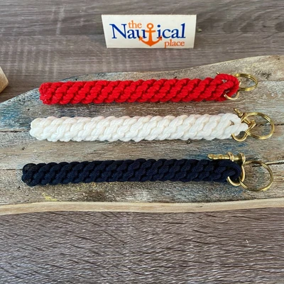£16.75 • Buy Rope Bell Pull W/ Brass Shackle, Braided Knot Lanyard, Red, Navy Blue, Or White