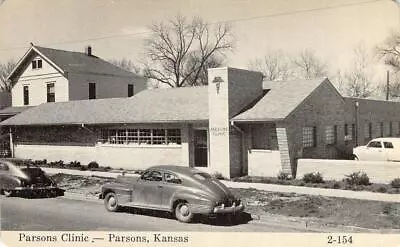 Parsons Kansas PARSONS CLINIC Labette County Old Cars Ca 1940s Vintage Postcard • $7.09