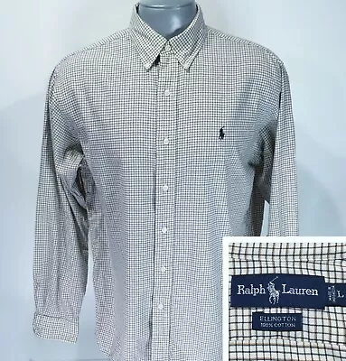 POLO RALPH LAUREN Ellington L Large Long Sleeve Check Shirt Lightweight Twill • $16.99