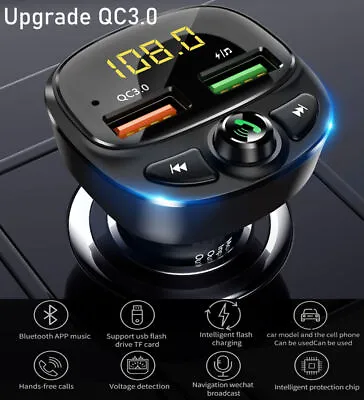 $10 • Buy Car Wireless Bluetooth 5.0 FM Transmitter QC3.0 USB Charger Adapter Radio Player