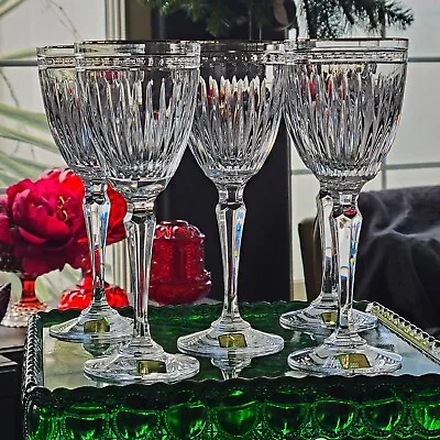 5 Waterford Marquis Hanover Platinum Wine Glasses 7.5   Discontinued Vtg New! • $98