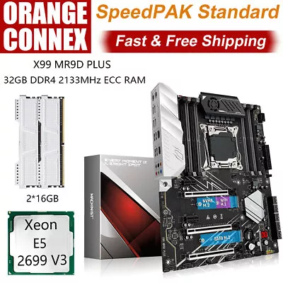 X99 Motherboard LGA 2011-v3 With Xeon E5 2699 V3 CPU 32GB DDR4 2133MHz RAM Combo • $295.41