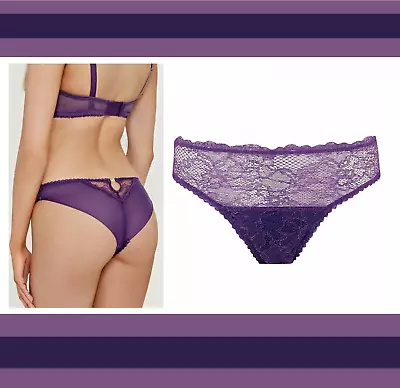 Mimi Holliday INDIGO MAGIC! Sexy Lace Violet/Gold Cheekini (Cheeky Brief) S 💜 • $25