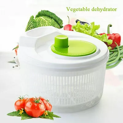 Large Salad Spinner Vegetable Veg Leaf Herb Dryer Drainer Colander Plastic Bowl • £8.95