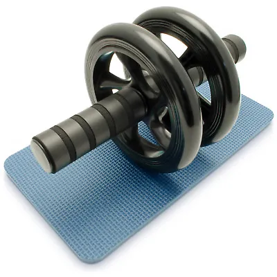 Ab Roller Wheel Knee Pad Mat Abdominal Exercise Fitness Gym Strength Training • £7.99