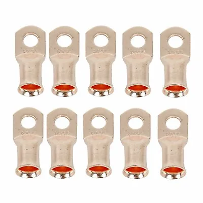 $12.50 • Buy 10Pcs Gauge 2/0 3/8  Battery Cable Ends Lugs Hole OFC Copper Ring Terminals Wire