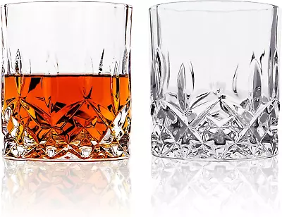 Crystal Cut Double Rocks Old Fashioned Whiskey Glasses - 10Oz Ultra-Clear Premiu • $21.29