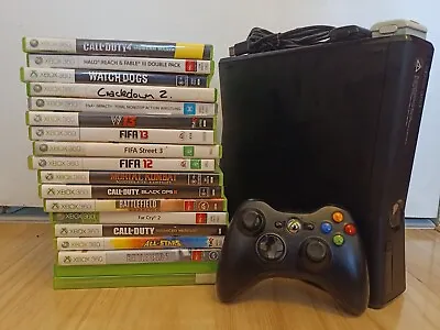Huge XBOX 360 S Console And Game Lot - 20 Games! • $100