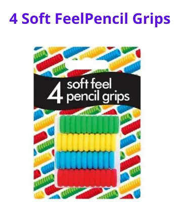 £2.74 • Buy 4 Soft Feel Ribbed Foam Comfortable Pencil Grips Green, Yellow, Blue, Red New