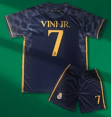 Madrid Kids Away Soccer Jersey Kit #7 Vini Jr. Shorts & Socks Set Youth Sizes • $34.99
