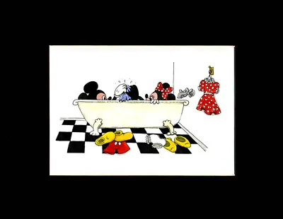 Humorous Bathroom Print Of Disney’s Mickey And Minnie In The Bathtub • $15