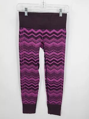 Lululemon Leggings Womens 4 Pink Chevron Stripe Activewear Yoga Pants • $23.30