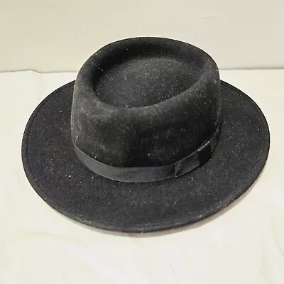 K-Hats Feather Felt 100% Wool Size Small Black Hat W/ Ribbon • $17.99