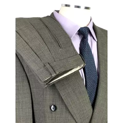 40R* Hugo Boss Germany Vintage Double Breasted Wool Suit Tattersall Pants 34 • $149.95