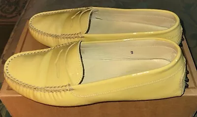 J.p. Tod's Womens' Gommino Leather Driving Loafers Yellow Patent Leather 9 • $75