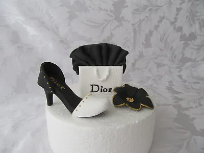 Edible Handmade Shoe Bag Flower Cake Topper Fondant Sugar Paste Decoration • £29.99