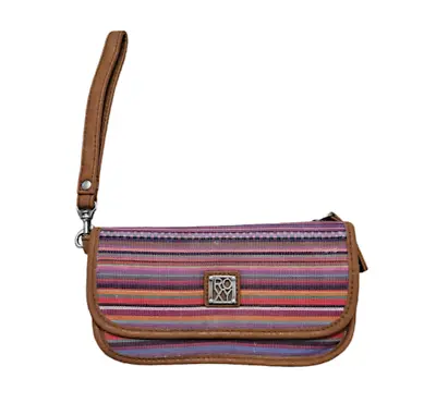 Roxy Purple Multicolor Striped Small Women Wallet Boho Retro Wristlet • $10.16