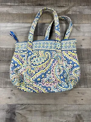 Vera Bradley Capri Blue Quilted Floral Small Hand Tote Bag Purse • $10.95