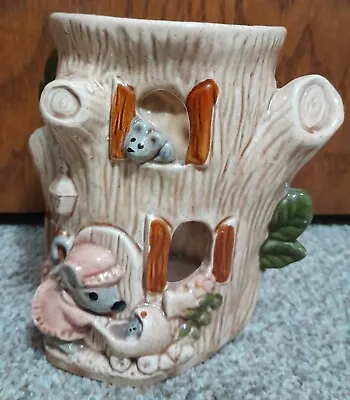 Vintage Ceramic  Mouse Family  Tree Planter/ Candleholder 5.5  X 4  • $6