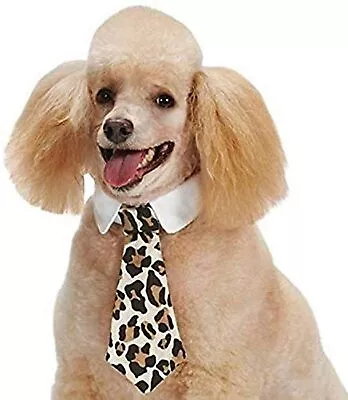 Leopard Adjustable Collar & Necktie Dog Halloween Costume Neck 6-14  Pet Cat M/L • $5