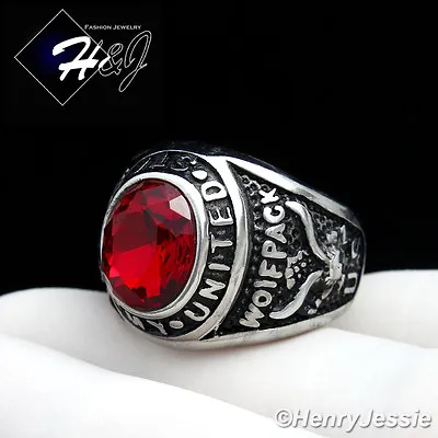 MEN Stainless Steel US Army/Navy Military Silver/Gold Plated Simulated Ruby Ring • $14.99