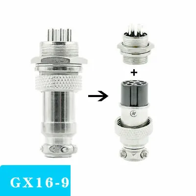 2/3/4/5/6/7/8/9/10 Pins Metal 16mm GX16 Aviation Plug + Socket Cable Connectors • £3.39