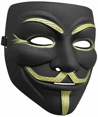 $7.99 • Buy 2 Pack V For Vendetta Matte Finish Polishing Black Hacker Mask Anonymous Costume