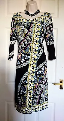 New Monsoon Faux Wrap  Asymmetric Boho Lagenlook Relaxed Fit Tunic Dress Sz 12 • £12