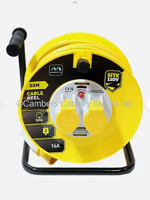 Masterplug Extension Lead Open Drum Cable Reel 50m 110v Twin Outlet Socket • £49