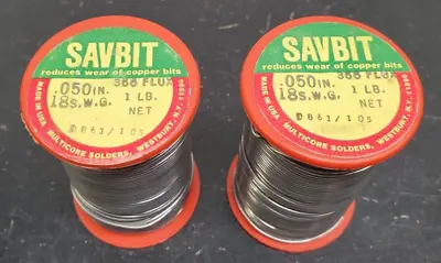 (1) Vintage NOS 1 Lb Roll Of SAVBIT Multicore Solder-366 FLUX 18 S.W.G.-.050 In • $34.99